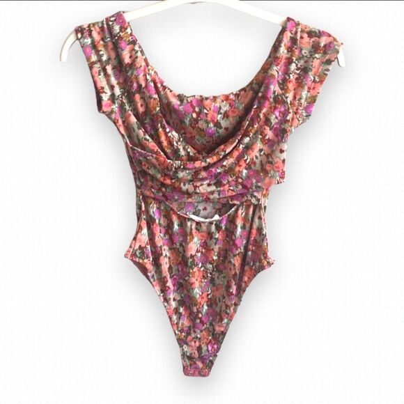 Nordstrom Floral Off-Shoulder Bodysuit - Pink and Purple - Picture 3 of 8